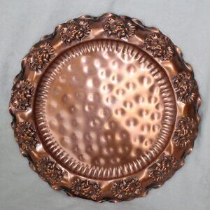 Gregorian solid copper plate hammered hanging Made in USA flowers pattern 13"
